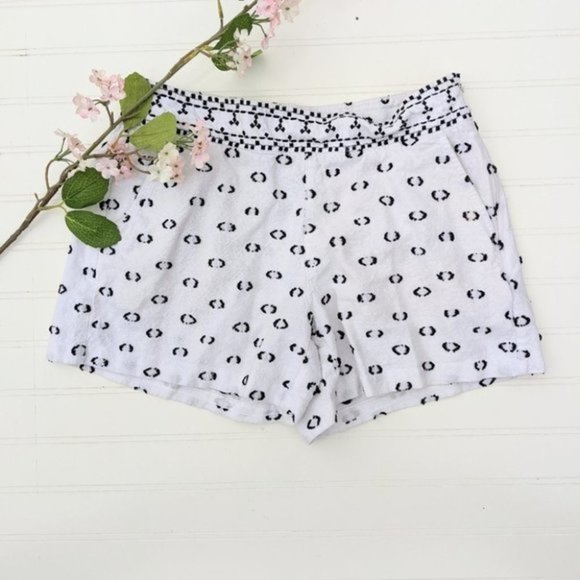 Anthro Hei Hei Black/White Embroidered Shorts - Picture 1 of 6